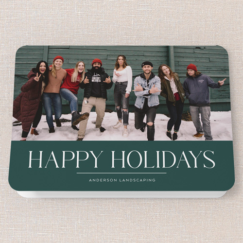 Simply Seamless Holiday Card, Blue, 5x7 Folded, Holiday, Pearl Shimmer Cardstock, Rounded, Wave