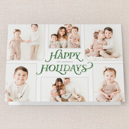 Painted Penmanship Holiday Card, Green, 5x7 Folded, Holiday, Pearl Shimmer Cardstock, Square, Forest