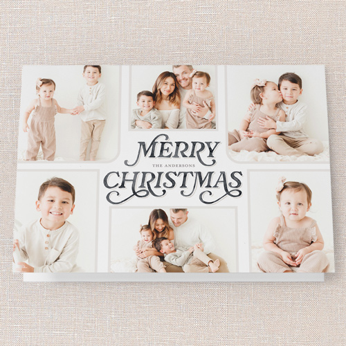 Painted Penmanship Holiday Card, Black, 5x7 Folded, Christmas, Pearl Shimmer Cardstock, Square, Black