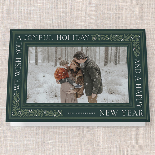 Framed Tidings Holiday Card, Green, 5x7 Folded, Holiday, Matte, Folded Smooth Cardstock, Square, Pine Grove