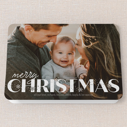 Snowflake Overlay Holiday Card, White, 5x7 Folded, Christmas, Matte, Folded Smooth Cardstock, Rounded, White