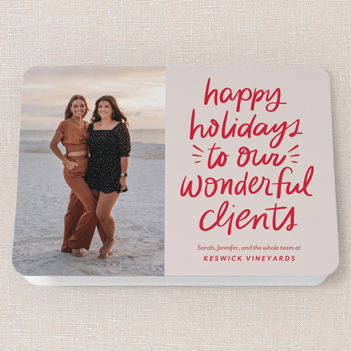 Client Cheer Holiday Card, Red, 5x7 Folded, Holiday, Matte, Folded Smooth Cardstock, Rounded, Bright Red