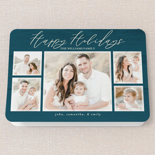 Rustic Harmony Holiday Card, Blue, 5x7 Folded, Holiday, Pearl Shimmer Cardstock, Rounded, Cobalt