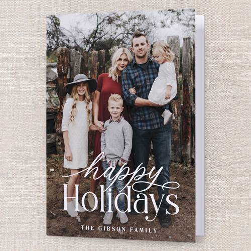 Classic Script Holiday Card, White, 5x7 Folded, Holiday, Matte, Folded Smooth Cardstock, Square, White