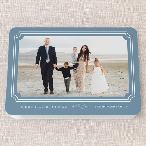 Elegant Framing Holiday Card, Blue, 5x7 Folded, Christmas, Matte, Folded Smooth Cardstock, Rounded, Marine Layer