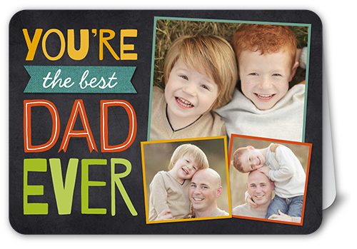 Best Dad Collage Father's Day Card, Black, Pearl Shimmer Cardstock, Rounded