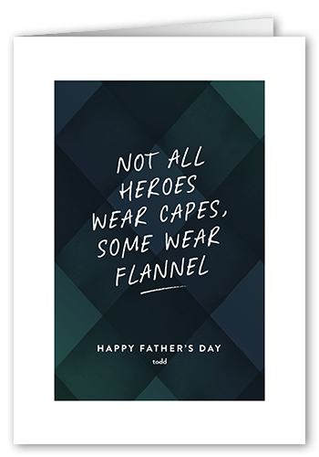 Flannel Hero Father's Day Card, Black, 5x7 Folded, Pearl Shimmer Cardstock, Square, Silhouette