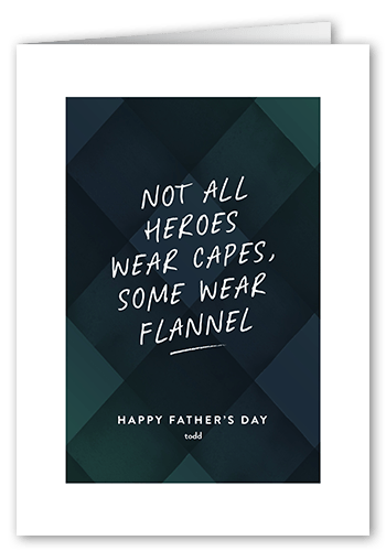 Flannel Hero Father's Day Card, Black, 5x7 Folded, Pearl Shimmer Cardstock, Square