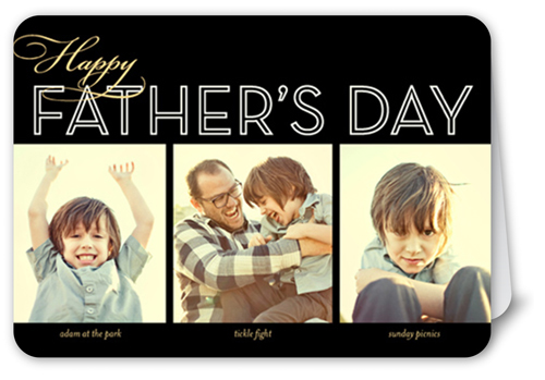 Dad Collage Noir Father's Day Card, Black, White, Pearl Shimmer Cardstock, Rounded