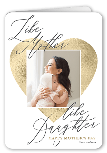 Like Mother Like Daughter Mother's Day Card, White, 5x7, Pearl Shimmer Cardstock, Rounded