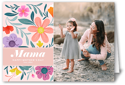 Floral Mama Mother's Day Card, Beige, 5x7 Folded, Matte, Folded Smooth Cardstock, Square