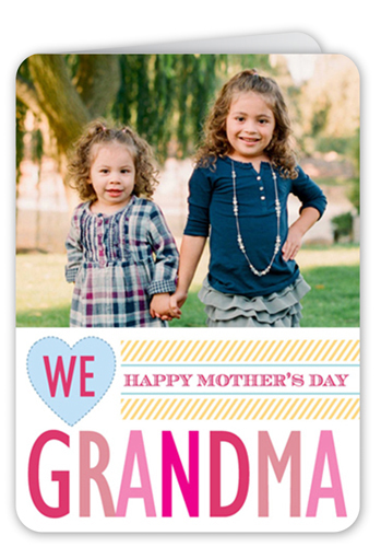 We Love Grandma Mother's Day Card, White, White, Pearl Shimmer Cardstock, Rounded