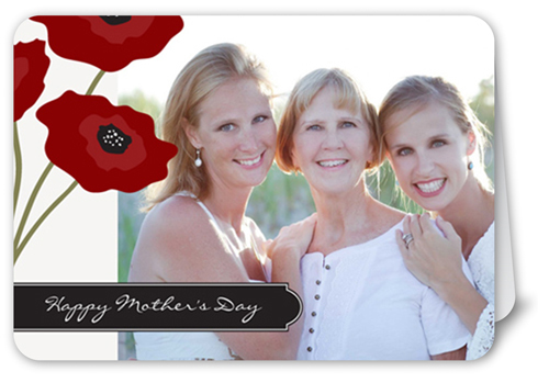 Perfect Poppies Mother's Day Card, Red, White, Pearl Shimmer Cardstock, Rounded