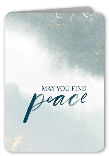 Finding Peace Sympathy Card, Green, 5x7 Folded, Pearl Shimmer Cardstock, Rounded, Spring Valley