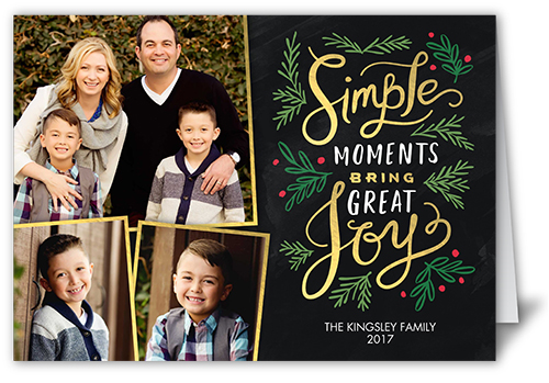 Simple Moments Christmas Card, Black, Pearl Shimmer Cardstock, Square