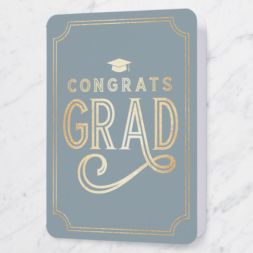 Deco Grad Graduation Greeting Card, Grey, 5x7 Folded, Pearl Shimmer Cardstock, Rounded