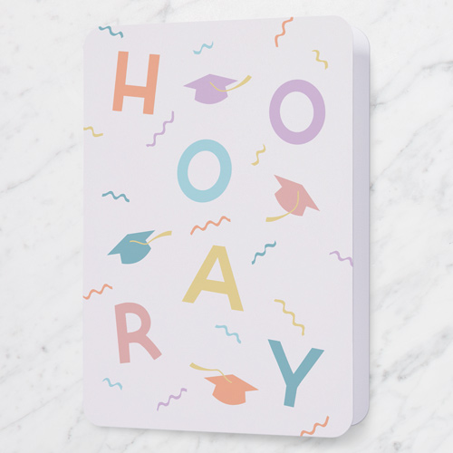 Streamer Celebration Graduation Greeting Card, Blue, 5x7 Folded, Matte, Folded Smooth Cardstock, Rounded