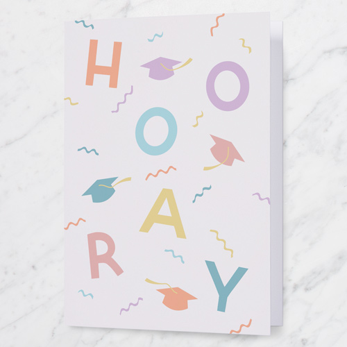 Streamer Celebration Graduation Greeting Card, Blue, 5x7 Folded, Pearl Shimmer Cardstock, Square, Blue