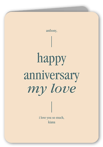 My Love Anniversary Card, Pink, 5x7 Folded, Pearl Shimmer Cardstock, Rounded