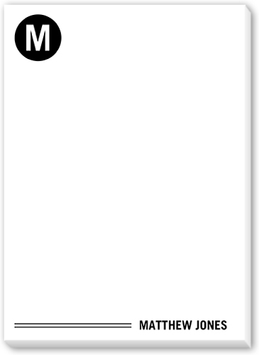 Monogram Notes 5x7 Notepad, Black, Matte