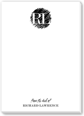 scribbled initials 5x7 notepad