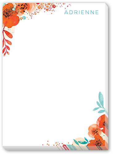 Flowered Corners 5x7 Notepad, Orange, Matte