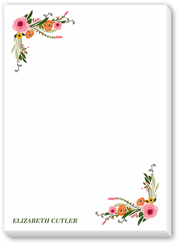 Floral Feeling 5x7 Notepad, White, Matte