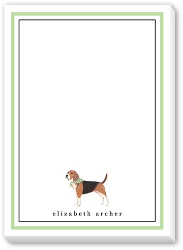 Beagle Dog Love 5x7 Notepad, Green, Matte