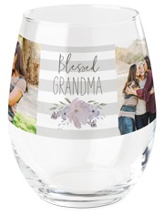blessed grandma printed wine glass