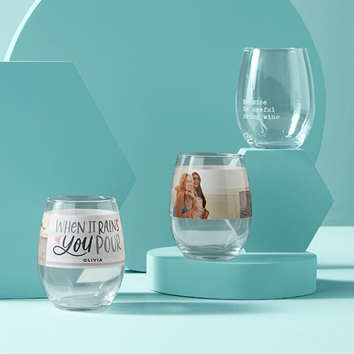 Custom Etched Stemless Wine Glass Bulk Pricing Available, for Events,  Branding, and Gifts, Add Your Text, Logo, or Artwork, Design: CUSTOM 