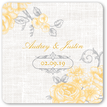 Antique Rose Scrolls Stickers, -Yellow-Stickers