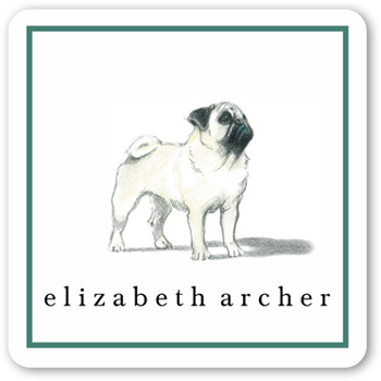 Pug Dog Love Stickers, -Green-Stickers