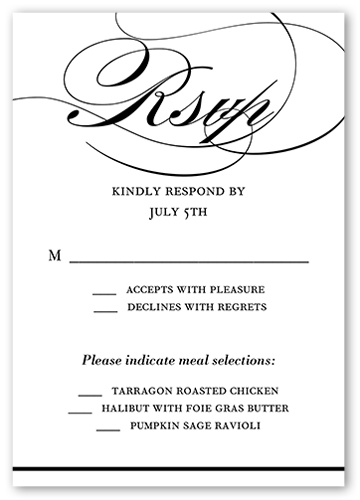 Captivating Elegance Wedding Response Card, White, Matte, Signature Smooth Cardstock, Square
