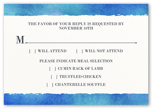 Romantic Wonder Wedding Response Card, Blue, Matte, Pearl Shimmer Cardstock, Square