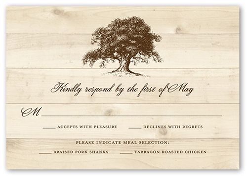 Rustic Statement Wedding Response Card, Beige, Matte, 100% Recycled Cardstock , Square