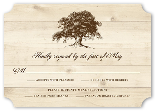 Rustic Statement Wedding Response Card, Beige, Signature Smooth Cardstock, Ticket