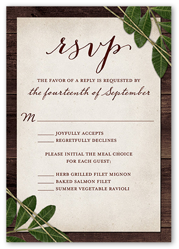 Ingrained Love Wedding Response Card, Brown, Matte, Pearl Shimmer Cardstock, Square