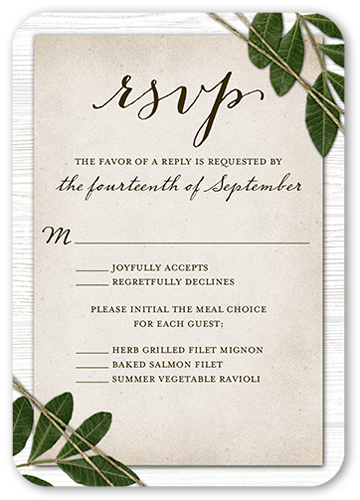 Ingrained Love Wedding Response Card, Beige, Matte, Signature Smooth Cardstock, Rounded