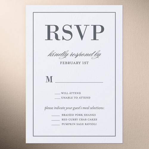 Divine Elegance Wedding Response Card, White, Matte, Pearl Shimmer Cardstock, Square