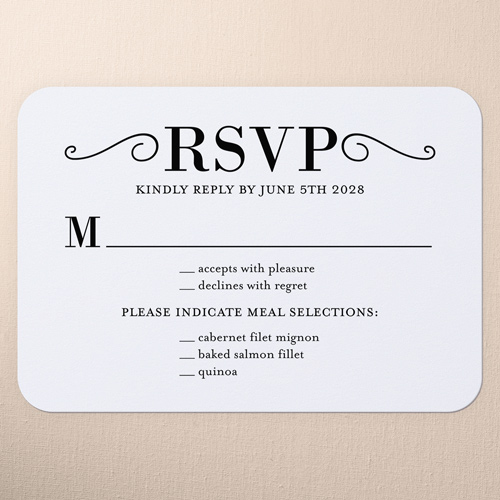 Never Ending Devotion Wedding Response Card, Black, 100% Recycled Cardstock , Rounded, Black
