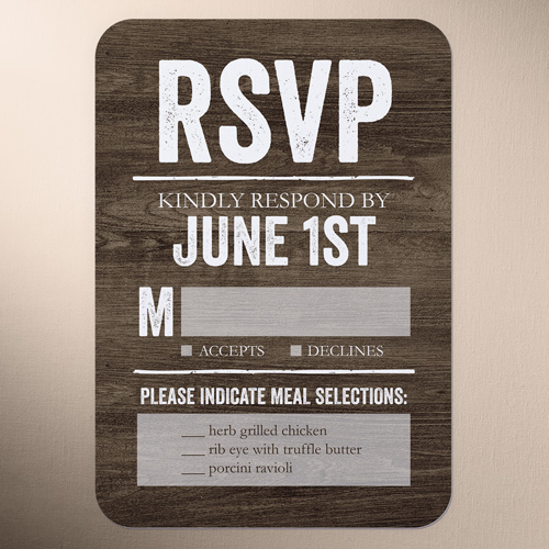Rustic Enchantment Wedding Response Card, Brown, 100% Recycled Cardstock , Rounded, Brown