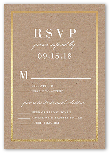 Simple Solid Frame Wedding Response Card, Beige, Matte, 100% Recycled Cardstock , Square