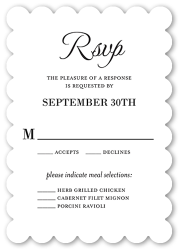 Basic Union Wedding Response Card, White, Pearl Shimmer Cardstock, Scallop