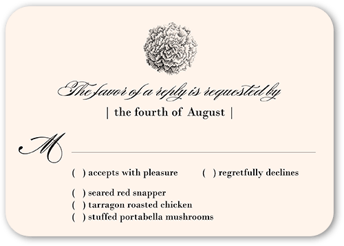 Grandeur Affair Wedding Response Card, Beige, Pearl Shimmer Cardstock, Rounded