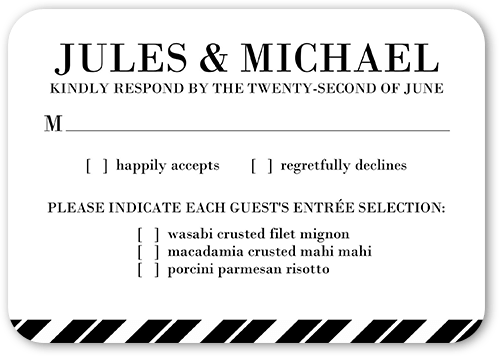 Enchanted Ending Wedding Response Card, White, Pearl Shimmer Cardstock, Rounded