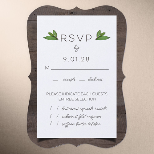 Encircled in Love Wedding Response Card, Brown, Pearl Shimmer Cardstock, Bracket