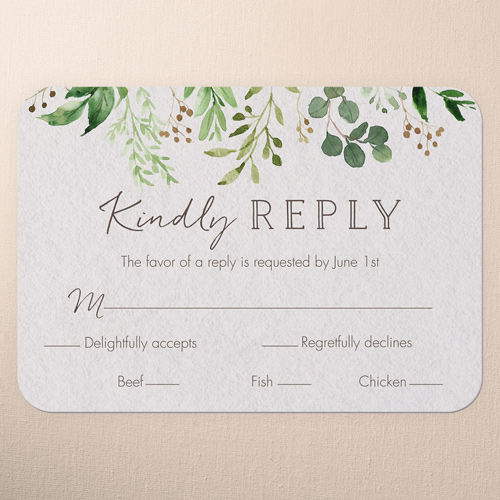 Botanical Union Wedding Response Card, Beige, Matte, Signature Smooth Cardstock, Rounded