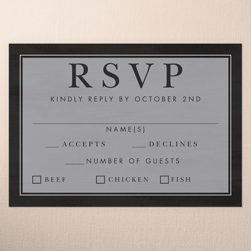 Verdant Union Wedding Response Card, Black, Matte, Pearl Shimmer Cardstock, Square, Black