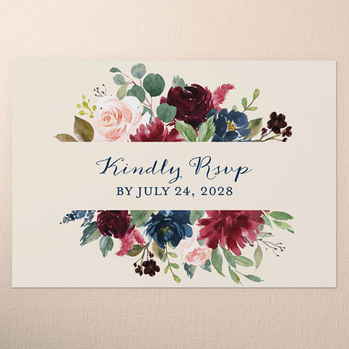 Exquisite Bouquet Wedding Response Card, Beige, Matte, 100% Recycled Cardstock , Square