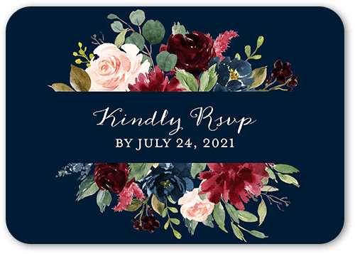 Exquisite Bouquet Wedding Response Card, Blue, Matte, Signature Smooth Cardstock, Rounded